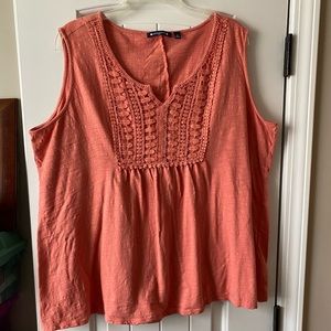 Architect sleeveless coral top size 2x